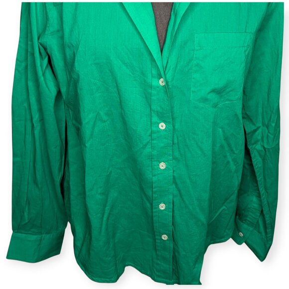 Sigrid Olsen Chic Green Collared Button Front Long Sleeve Shirt Size Medium - Picture 3 of 14
